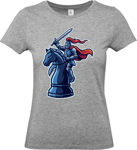 The Knight's Gambit - knight's gambit shirt, chess knight t-shirt, armored knight on horse design, epic fantasy chess apparel, strategy gamer graphic tee, medieval knight streetwear, chess piece illustration top, blue and orange fantasy art, grandmaster chess t-shirt, tabletop gaming clothing, knight rider fantasy merch, board game lover gift, tactical knight graphic, cool chess player shirt, warrior knight t-shirt, medieval armor streetwear, chess club apparel, fantasy sports style tee, epic move chess clothing - Standard T-Shirt (Frauen)