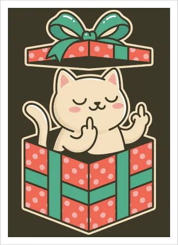 "Surprise Me" Funny Rude Cat in Gift Box Graphic