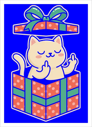 "Surprise Me" Funny Rude Cat in Gift Box Graphic