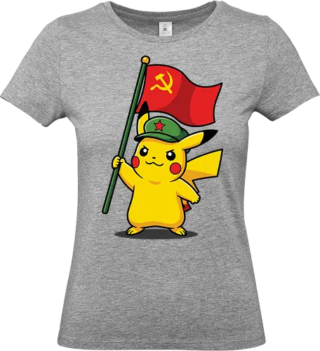 "Comrade Mouse" Funny Revolutionary Anime Mashup Graphic - funny anime parody t-shirt, satirical anime streetwear, funny military pikachu top, pika power parody shirt, quirky pop culture t-shirt, funny political anime shirt, sarcastic pocket monster merch, socialist pikachu apparel, funny gift for gamers, bold yellow character tee, internet meme fashion, humorous anime illustration, revolutionary mascot t-shirt, unique anime mashup clothing, electric type parody top, comrade shirt, revolutionary graphic tee, pocket monster meme clothing, red flag design - Standard T-Shirt (Frauen)
