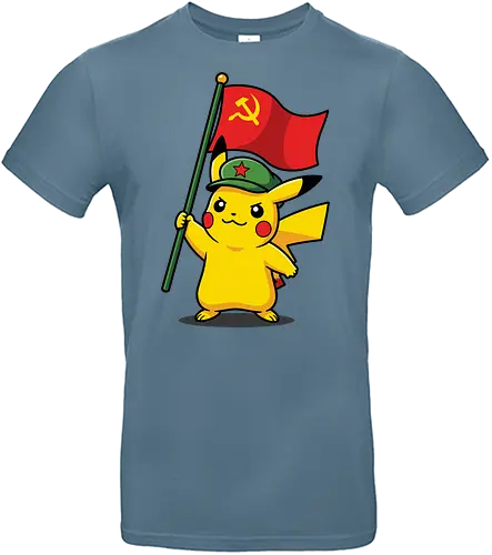 "Comrade Mouse" Funny Revolutionary Anime Mashup Graphic - funny anime parody t-shirt, satirical anime streetwear, funny military pikachu top, pika power parody shirt, quirky pop culture t-shirt, funny political anime shirt, sarcastic pocket monster merch, socialist pikachu apparel, funny gift for gamers, bold yellow character tee, internet meme fashion, humorous anime illustration, revolutionary mascot t-shirt, unique anime mashup clothing, electric type parody top, comrade shirt, revolutionary graphic tee, pocket monster meme clothing, red flag design - Standard T-Shirt