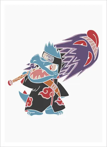 "Shark Shinobi" Totodile x Kisame Akatsuki Mashup Anime Graphic