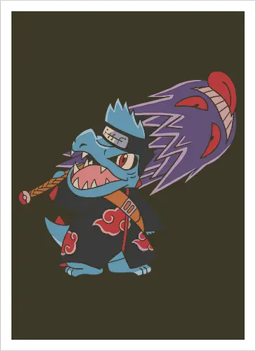 "Shark Shinobi" Totodile x Kisame Akatsuki Mashup Anime Graphic