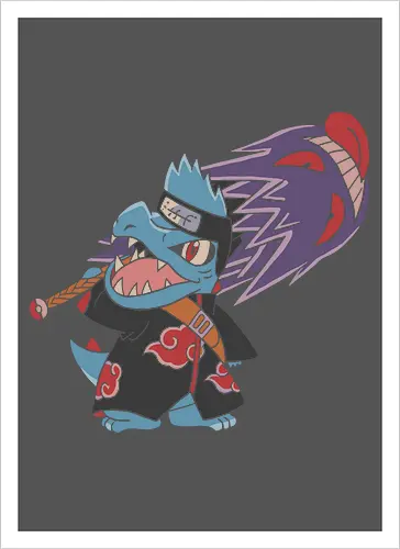 "Shark Shinobi" Totodile x Kisame Akatsuki Mashup Anime Graphic