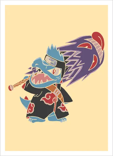 "Shark Shinobi" Totodile x Kisame Akatsuki Mashup Anime Graphic