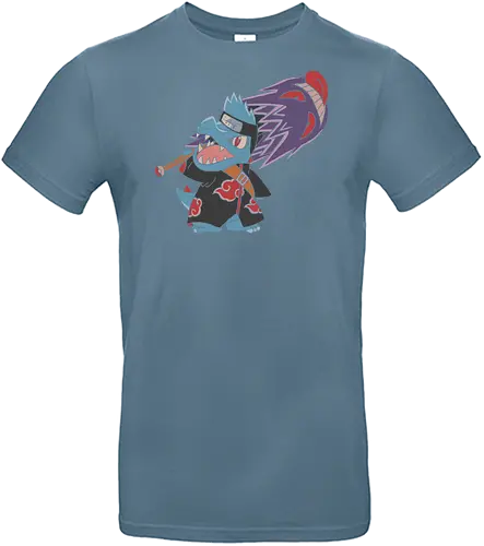 "Shark Shinobi" Totodile x Kisame Akatsuki Mashup Anime Graphic - totodile kisame shirt, akatsuki totodile graphic tee, funny anime crossover clothing, water type shinobi design, naruto mashup t-shirt, samehada apparel, hidden mist merch, tactical shirt, kisame hoshigaki parody shirt, blue crocodile ninja top, red cloud cloak t-shirt, unique anime fan gift, totodile akatsuki streetwear, anime monster mashup, pocket monster ninja gear, shark shinobi t-shirt, shonen jump parody apparel, japanese pop culture clothing, cool anime character tee - Standard T-Shirt