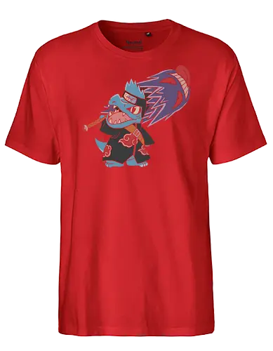 "Shark Shinobi" Totodile x Kisame Akatsuki Mashup Anime Graphic - totodile kisame shirt, akatsuki totodile graphic tee, funny anime crossover clothing, water type shinobi design, naruto mashup t-shirt, samehada apparel, hidden mist merch, tactical shirt, kisame hoshigaki parody shirt, blue crocodile ninja top, red cloud cloak t-shirt, unique anime fan gift, totodile akatsuki streetwear, anime monster mashup, pocket monster ninja gear, shark shinobi t-shirt, shonen jump parody apparel, japanese pop culture clothing, cool anime character tee - Fairtrade T-Shirt