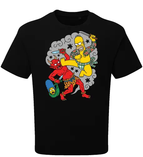 Homer vs. Oni" Japanese Traditional Tattoo Style 