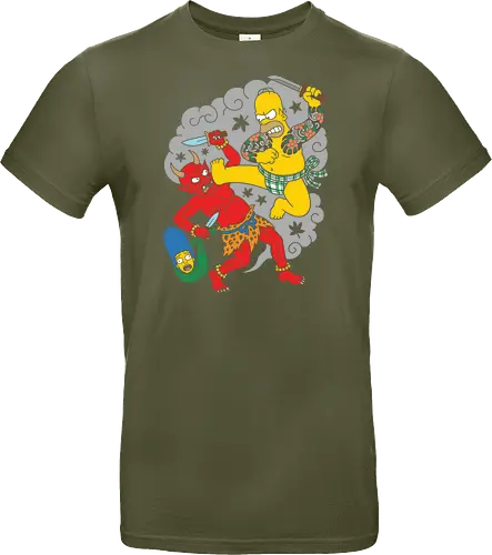 Homer vs. Oni" Japanese Traditional Tattoo Style 