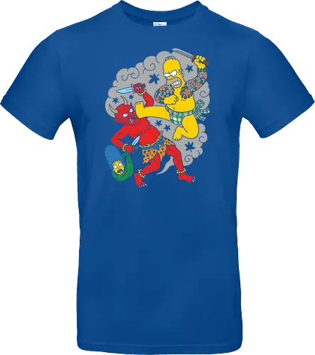 Homer vs. Oni" Japanese Traditional Tattoo Style 