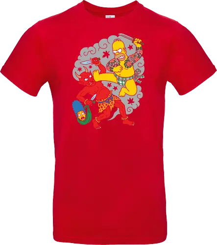 Homer vs. Oni" Japanese Traditional Tattoo Style 