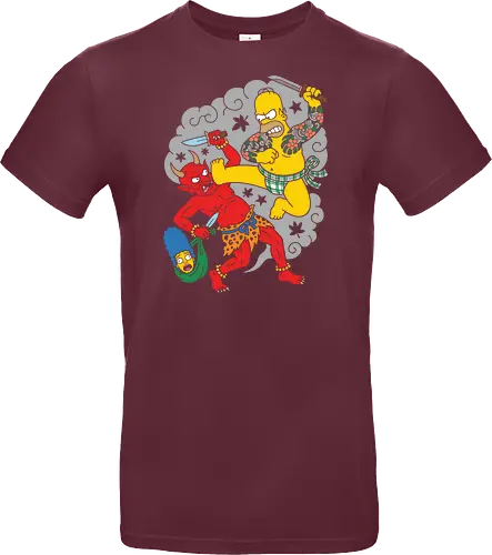 Homer vs. Oni" Japanese Traditional Tattoo Style 