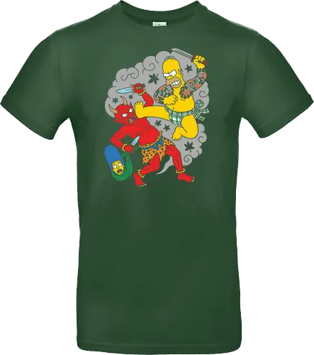 Homer vs. Oni" Japanese Traditional Tattoo Style 