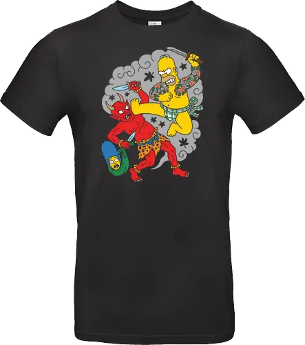 Homer vs. Oni" Japanese Traditional Tattoo Style 