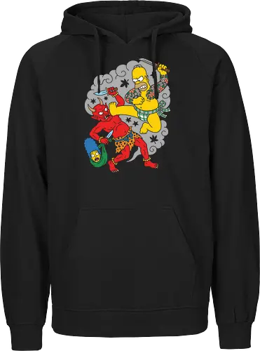 Homer vs. Oni" Japanese Traditional Tattoo Style 