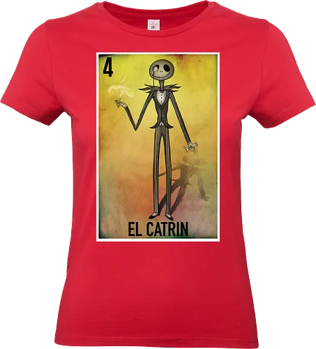 El Catrin - Jack Skellington Mexikanische Loteria - jack skellington t-shirt, el catrin, mexikanische loteria, tim burton kleidung, tag der toten, teetan, Nightmare, la catrina, mexikanische kultur, halloween town, danny elfman, volkskunst, kulturelles mashup, vintage kunst, kürbiskönig - Standard T-Shirt (Frauen)