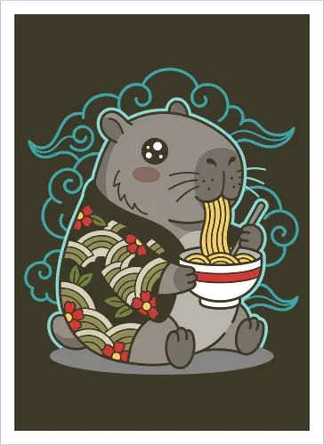 Ramen Capybara Kawaii Japanese Aesthetic Animal Graphic