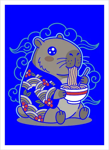 Ramen Capybara Kawaii Japanese Aesthetic Animal Graphic