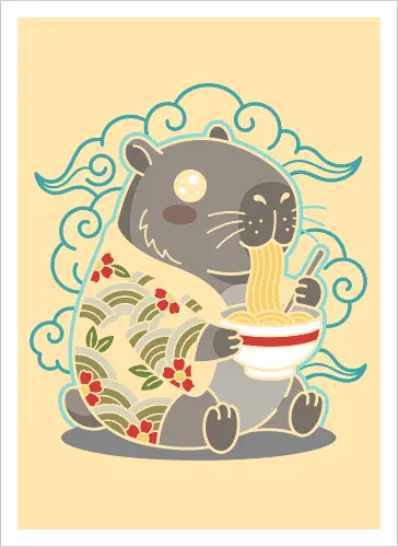 Ramen Capybara Kawaii Japanese Aesthetic Animal Graphic