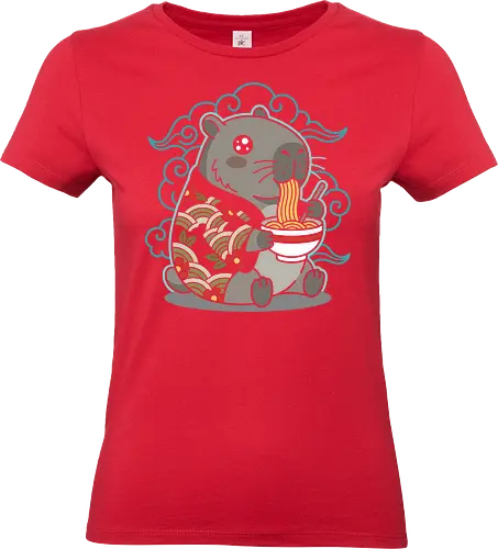 Ramen Capybara Kawaii Japanese Aesthetic Animal Graphic - capybara ramen shirt, kawaii capybara t-shirt, japanese food animal graphic tee, cute capybara eating ramen, ramen lover apparel, japanese aesthetic animal design, capybara streetwear clothing, kawaii noodle bowl top, animal foodie t-shirt, teal and red japanese art, cottagecore capybara shirt, ukiyo-e style animal merch, funny capybara gift, aesthetic japanese character tee, vibrant animal illustration clothing, capybara fan apparel, japanese cuisine graphic top, adorable rodent t-shirt, trendy kawaii fashion - Standard T-Shirt (Frauen)