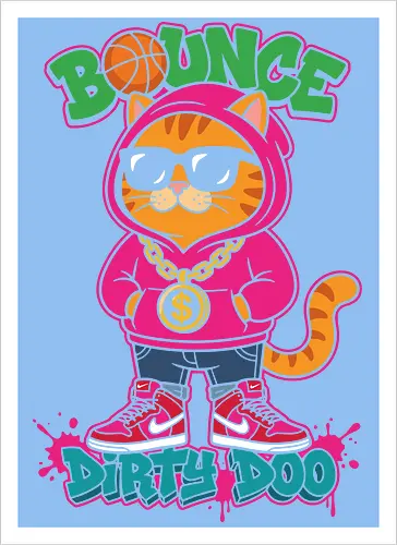 "Bounce Dirty Doo" Cool Streetwear Cat Hip-Hop Graphic