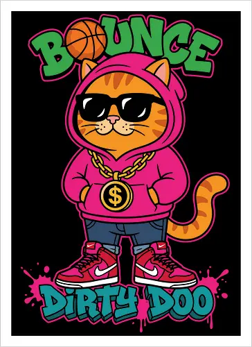 "Bounce Dirty Doo" Cool Streetwear Cat Hip-Hop Graphic