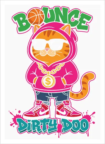 "Bounce Dirty Doo" Cool Streetwear Cat Hip-Hop Graphic