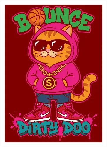 "Bounce Dirty Doo" Cool Streetwear Cat Hip-Hop Graphic