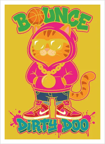 "Bounce Dirty Doo" Cool Streetwear Cat Hip-Hop Graphic