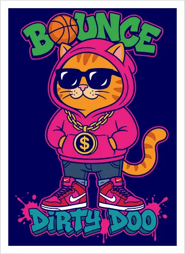"Bounce Dirty Doo" Cool Streetwear Cat Hip-Hop Graphic