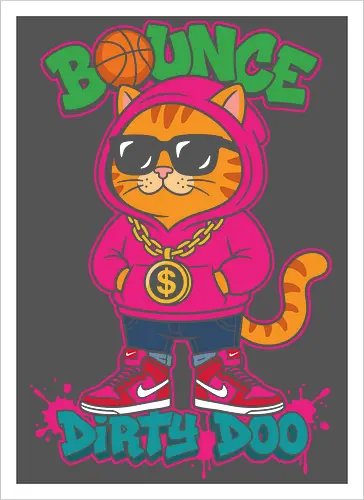 "Bounce Dirty Doo" Cool Streetwear Cat Hip-Hop Graphic