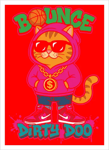 "Bounce Dirty Doo" Cool Streetwear Cat Hip-Hop Graphic