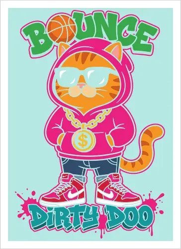 "Bounce Dirty Doo" Cool Streetwear Cat Hip-Hop Graphic