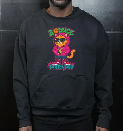 "Bounce Dirty Doo" Cool Streetwear Cat Hip-Hop Graphic
