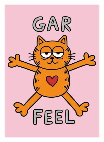 Gar Feel" Funny Sarcastic Orange Cat Hug Retro Graphic