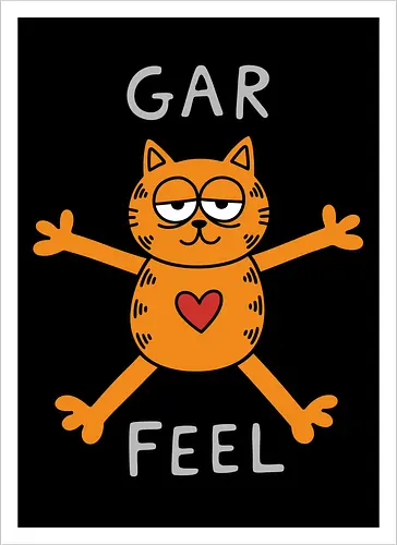 Gar Feel" Funny Sarcastic Orange Cat Hug Retro Graphic