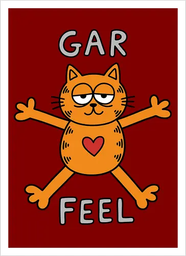 Gar Feel" Funny Sarcastic Orange Cat Hug Retro Graphic