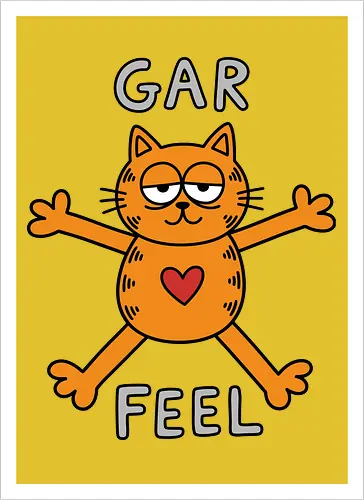 Gar Feel" Funny Sarcastic Orange Cat Hug Retro Graphic