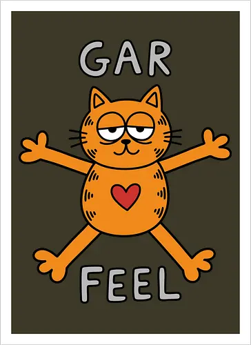 Gar Feel" Funny Sarcastic Orange Cat Hug Retro Graphic