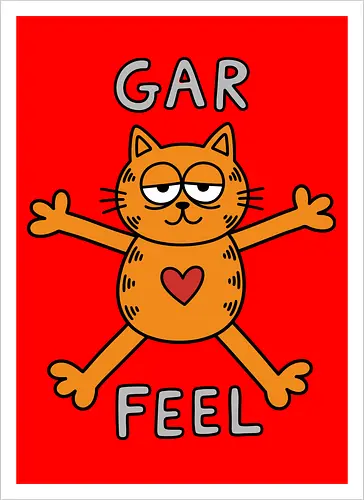 Gar Feel" Funny Sarcastic Orange Cat Hug Retro Graphic