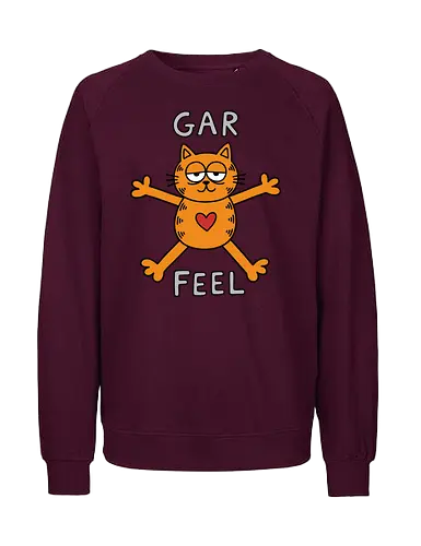 Gar Feel" Funny Sarcastic Orange Cat Hug Retro Graphic - gar feel shirt, funny orange cat t-shirt, sarcastic cat graphic tee, orange tabby cat hug design, relatable mood apparel, minimalist cat doodle shirt, funny cat parody top, lazy cat aesthetic clothing, quirky feline t-shirt, retro comic style merch, hand drawn cat illustration, cynical cat lover gift, bold orange character shirt, humorous animal t-shirt, sarcastic hug graphic, orange cat with heart design, trendy irony streetwear, vintage cartoon parody clothing, funny pet apparel - Fairtrade Sweatshirt