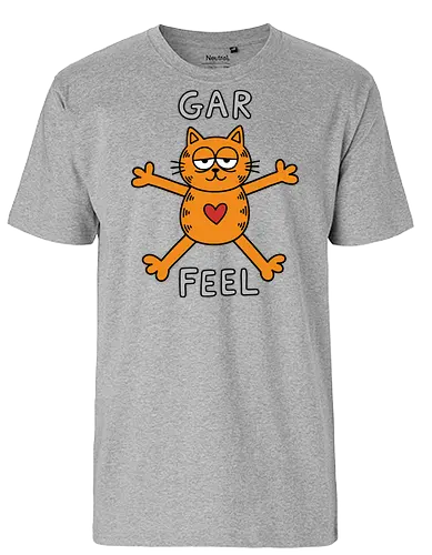 Gar Feel" Funny Sarcastic Orange Cat Hug Retro Graphic - gar feel shirt, funny orange cat t-shirt, sarcastic cat graphic tee, orange tabby cat hug design, relatable mood apparel, minimalist cat doodle shirt, funny cat parody top, lazy cat aesthetic clothing, quirky feline t-shirt, retro comic style merch, hand drawn cat illustration, cynical cat lover gift, bold orange character shirt, humorous animal t-shirt, sarcastic hug graphic, orange cat with heart design, trendy irony streetwear, vintage cartoon parody clothing, funny pet apparel - Fairtrade T-Shirt