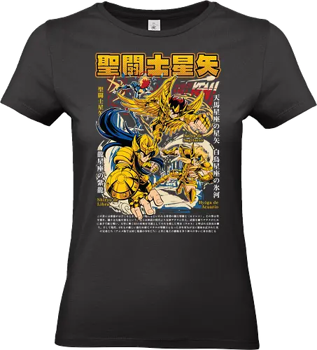 Sagittarius, Libra & Aquarius Gold Saints - saint seiya, gold saints, sagittarius saint, libra saint, aquarius saint, zodiac warriors, anime classic, shonen anime, manga series, anime art - Standard T-Shirt (Frauen)