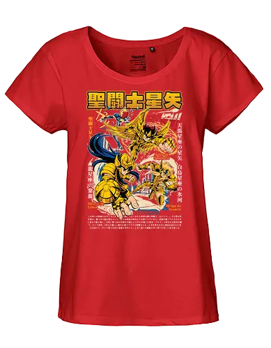Sagittarius, Libra & Aquarius Gold Saints - saint seiya, gold saints, sagittarius saint, libra saint, aquarius saint, zodiac warriors, anime classic, shonen anime, manga series, anime art - Fairtrade Girl Shirt
