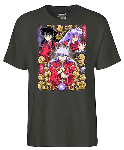 Human Heart, Demon Power - inuyasha, human form, demon form, hanyō warrior, feudal fantasy, supernatural anime, classic shonen, manga art - Fairtrade T-Shirt