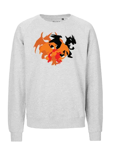 Feuer-Entwicklungslinie - Starter Familie - charmander entwicklung, Dragon, teetan, entwicklungslinie, mega entwicklung, minimalistische kunst, ash charizard, generation 1, pocketmonster t-shirt, pocketmonster kanto, pocketmonster starter, anime kleidung, mega charizard, charmeleon, feuer typ - Fairtrade Sweatshirt