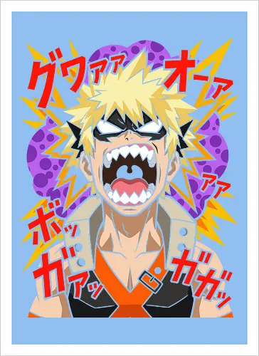 Explosive Rage Katsuki Bakugo Academia Anime Graphic