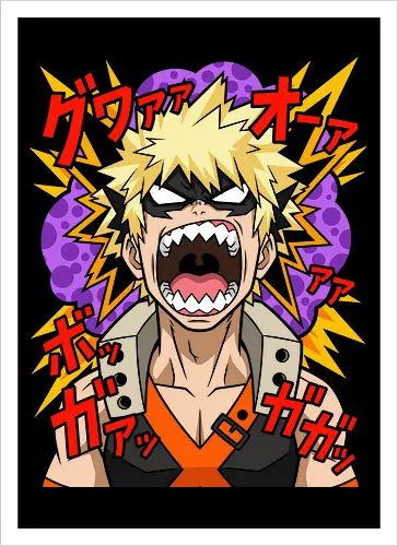 Explosive Rage Katsuki Bakugo Academia Anime Graphic