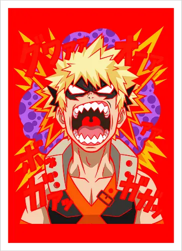 Explosive Rage Katsuki Bakugo Academia Anime Graphic
