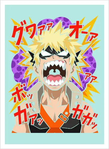 Explosive Rage Katsuki Bakugo Academia Anime Graphic